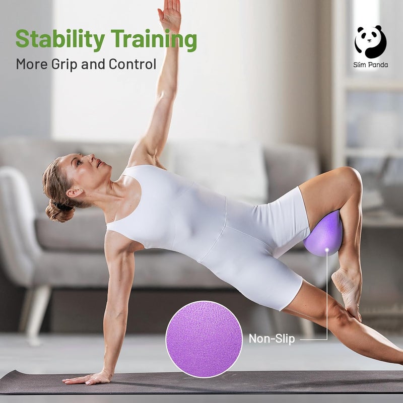 Slim Panda Pilates Ball, 9 Inch Small Exercise Ball, Anti Burst Mini Yoga Ball for Stability, Workout, Barre, Core Strength, Physical Therapy, Balance, Stretching - Image 4